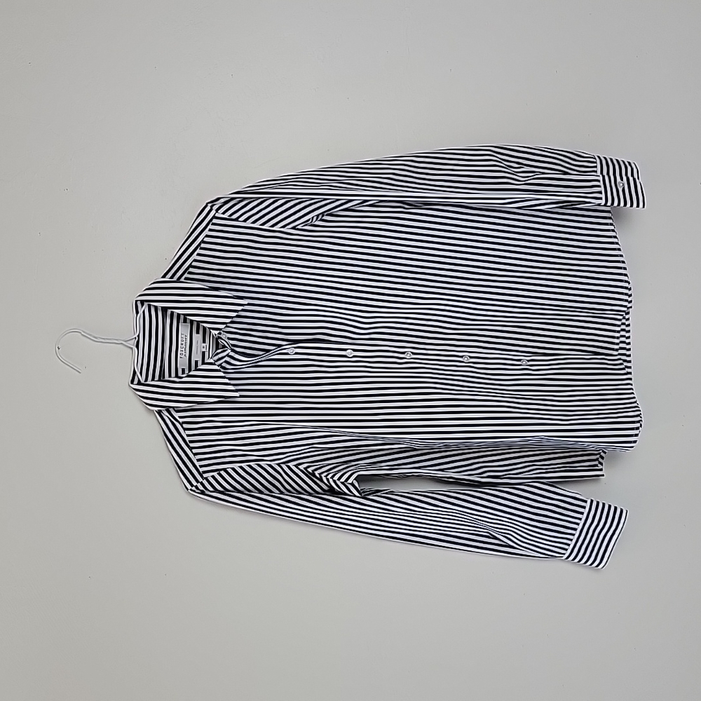FOXCROFT for APPLESEED'S wrinkle free grey striped dress shirt size 10
